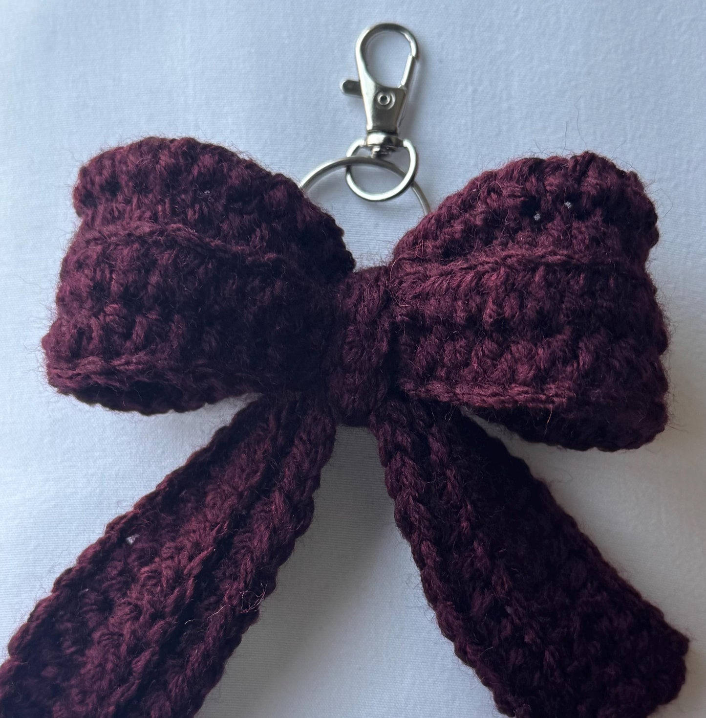 Handmade Crochet Red Bow Keychain | Cute Bag Charm