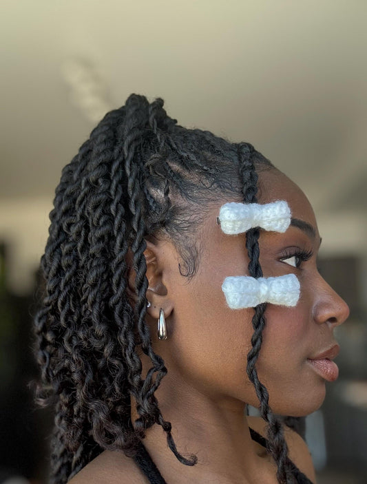 Tiny Handmade Crochet Bow Hair Clips –  Multiple Colors Available