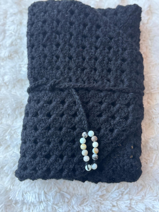 Handmade Crochet Book Sleeve w/ Custom Color and Beaded Closure Options