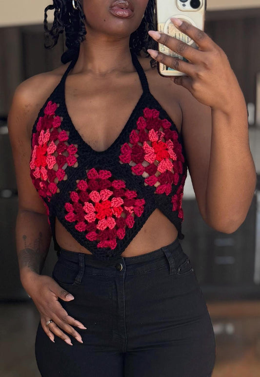 Granny Square Crochet Halter Top –  Multiple Color Options Available