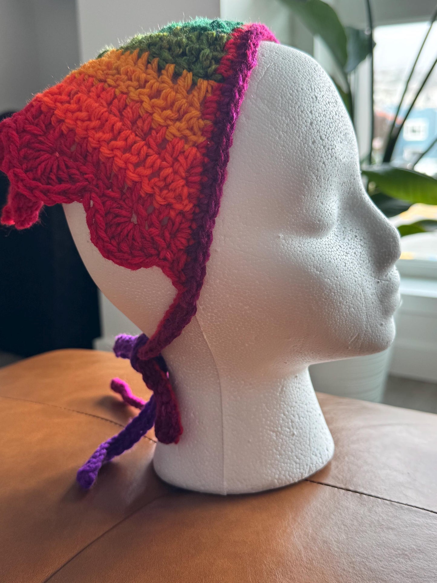 Pride Collection Handmade Crochet Bandana – Rainbow Flag