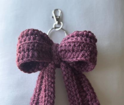 Handmade Crochet Red Bow Keychain | Cute Bag Charm