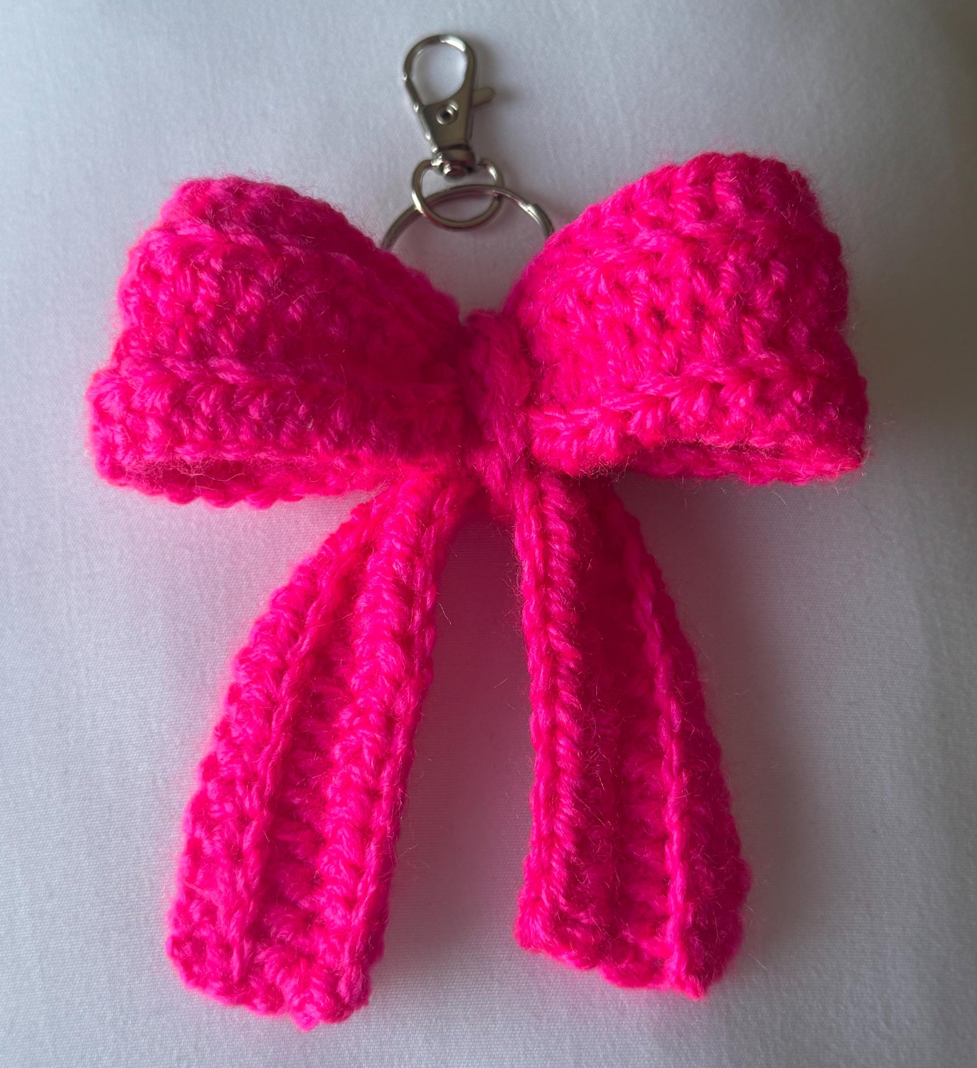 Handmade Crochet Red Bow Keychain | Cute Bag Charm