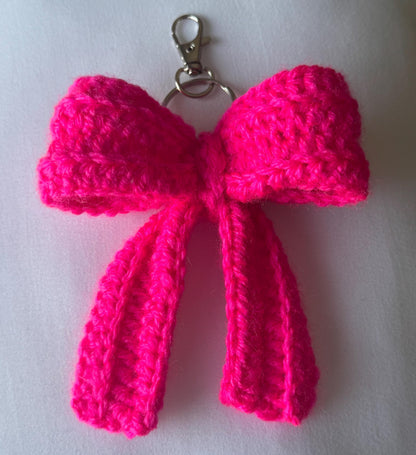 Handmade Crochet Red Bow Keychain | Cute Bag Charm