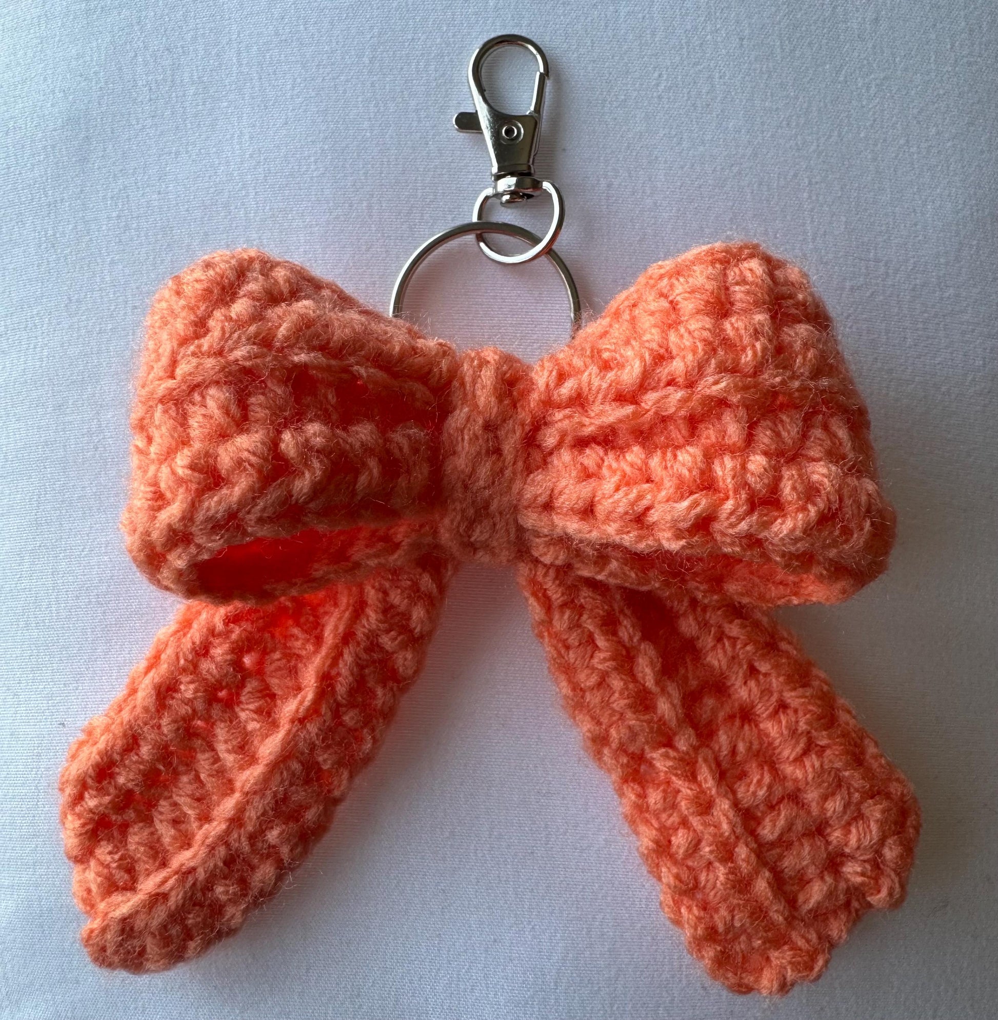 Handmade Crochet Red Bow Keychain | Cute Bag Charm