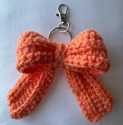 Handmade Crochet Red Bow Keychain | Cute Bag Charm