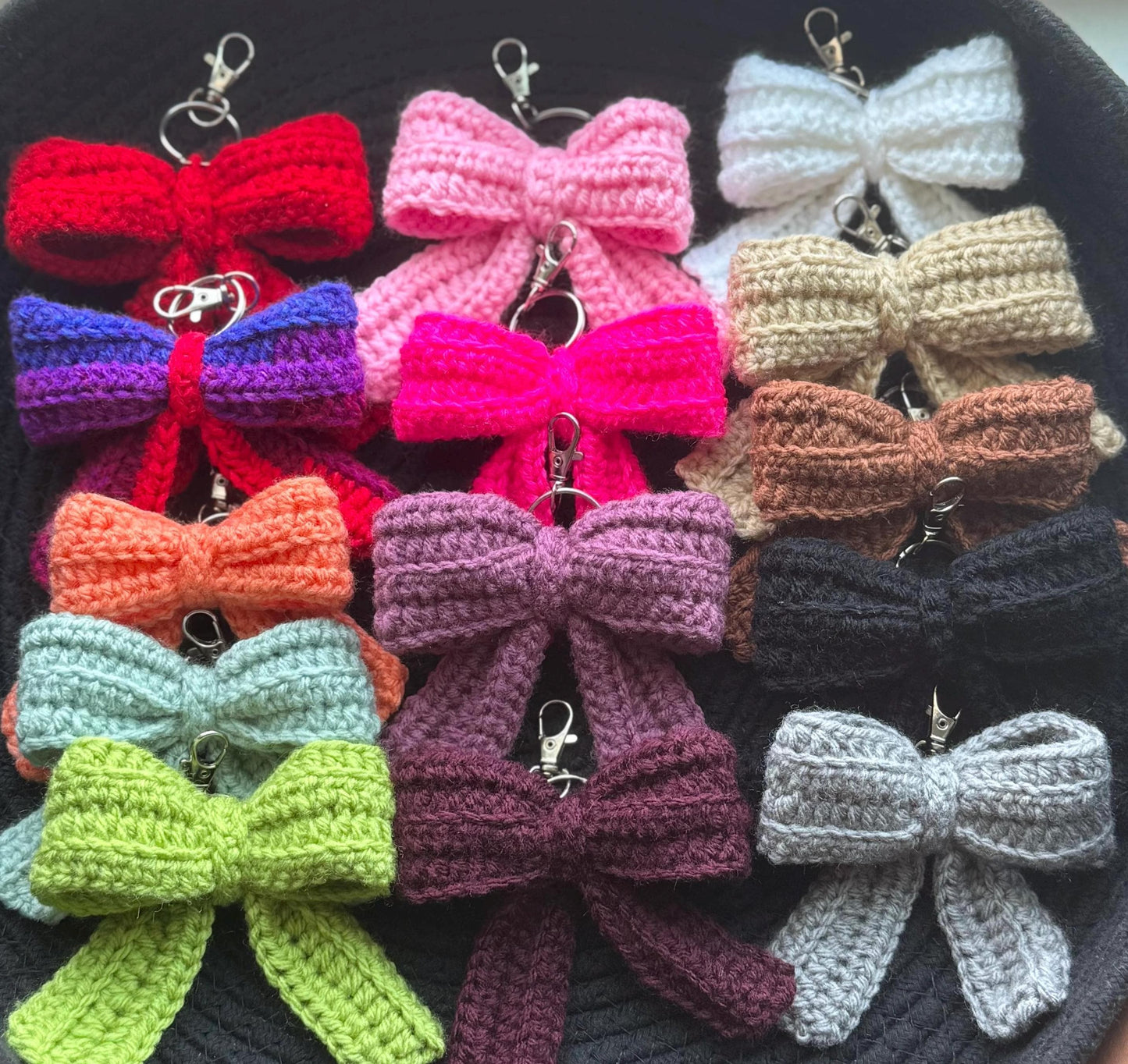 Handmade Crochet Bow Keychain | Mini Bag Charm Accessory