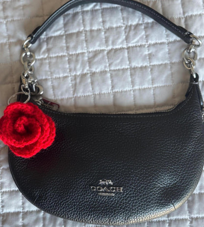 Handmade Crochet Rose Keychain | Flower Bag Charm
