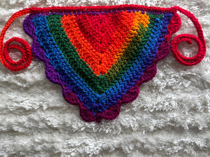 Pride Collection Handmade Crochet Bandana – Rainbow Flag