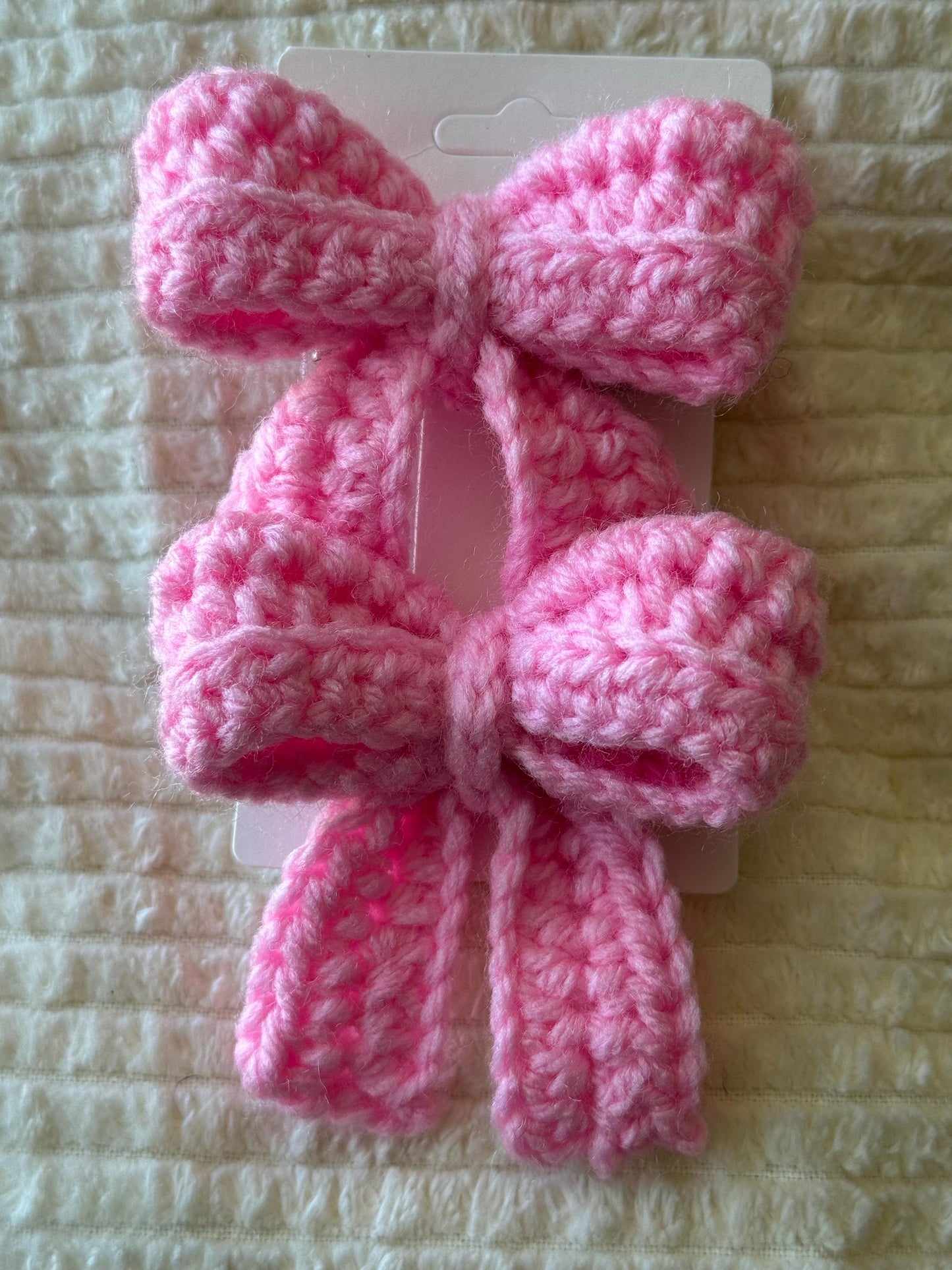 Handmade Crochet Bow Hair Clips – 2 Pack | Two Size Options w/ Multiple Colors Available