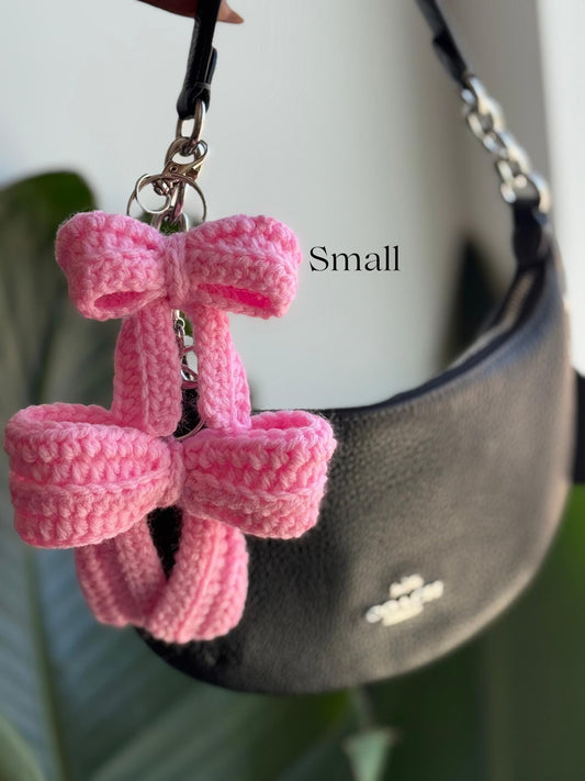 Handmade Crochet Bow Keychain | Mini Bag Charm Accessory