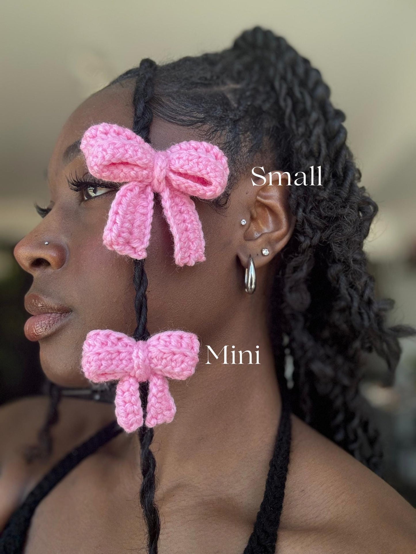 Handmade Crochet Bow Hair Clips – 2 Pack | Two Size Options w/ Multiple Colors Available