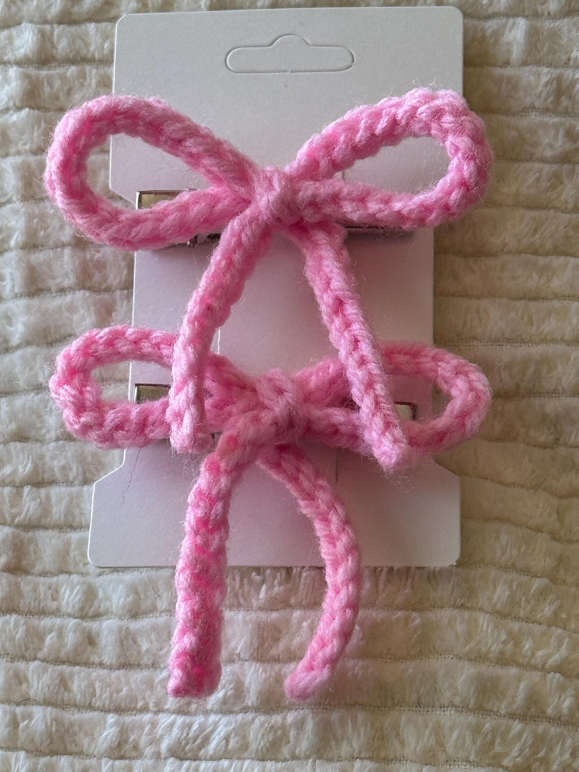 Handmade Crochet Ribbon Bow Hair Clips – | Multiple Colors Available