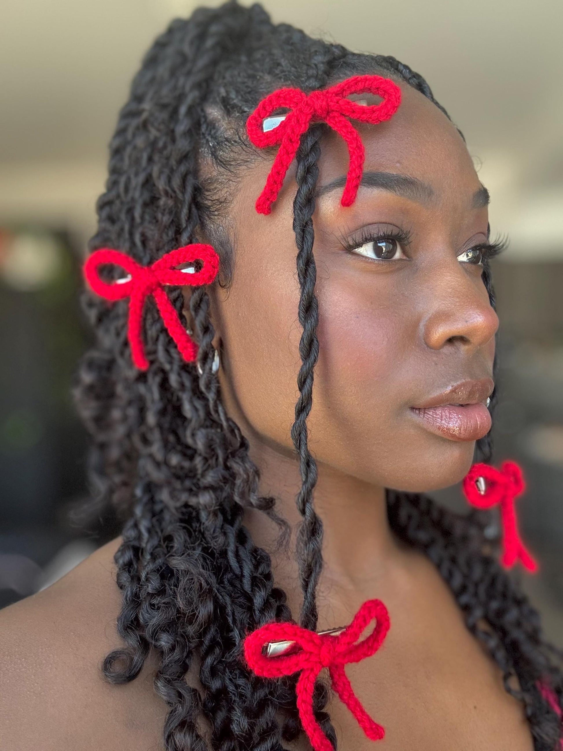 Handmade Crochet Ribbon Bow Hair Clips – | Multiple Colors Available