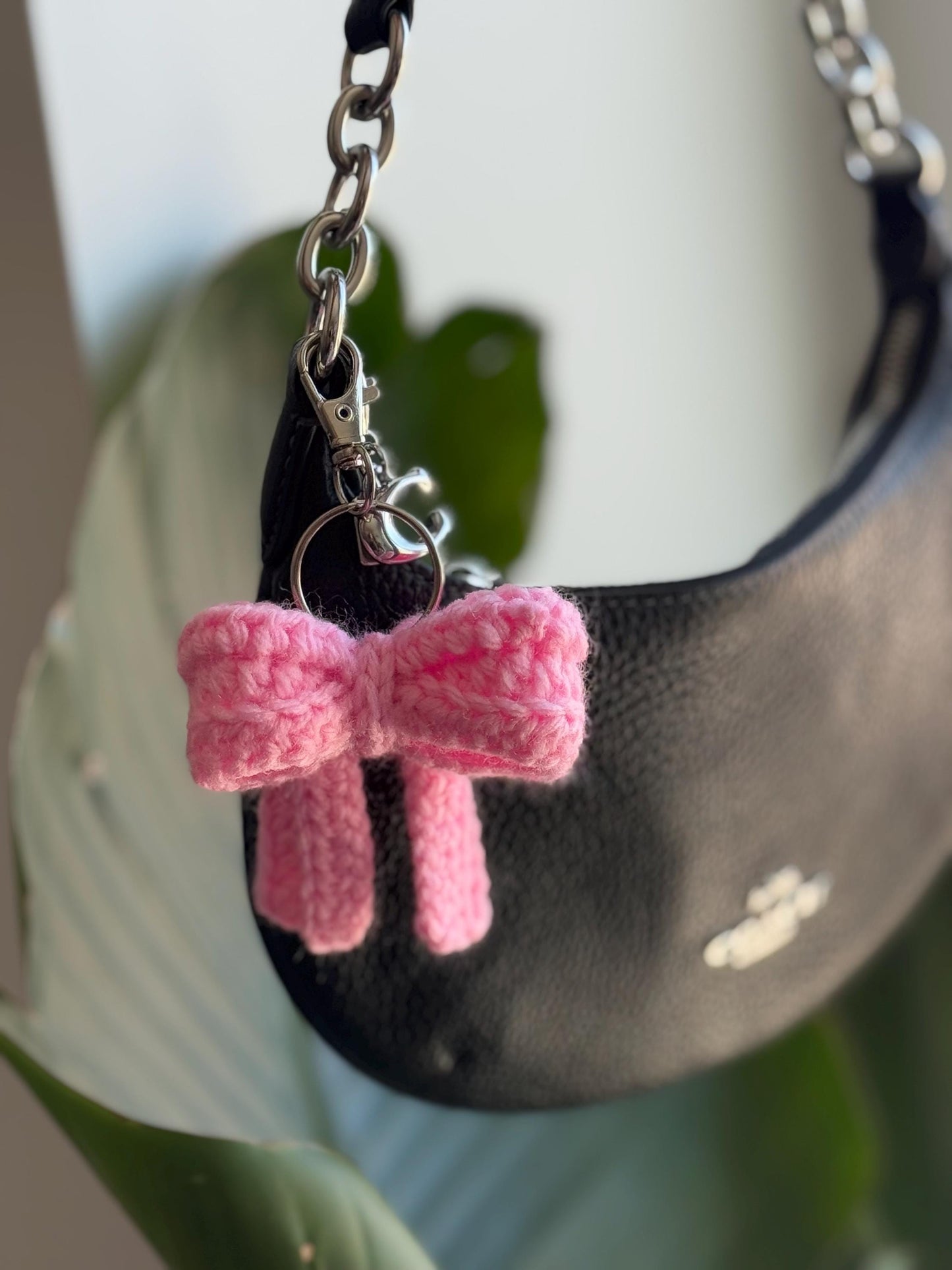 Handmade Crochet Bow Keychain | Mini Bag Charm Accessory