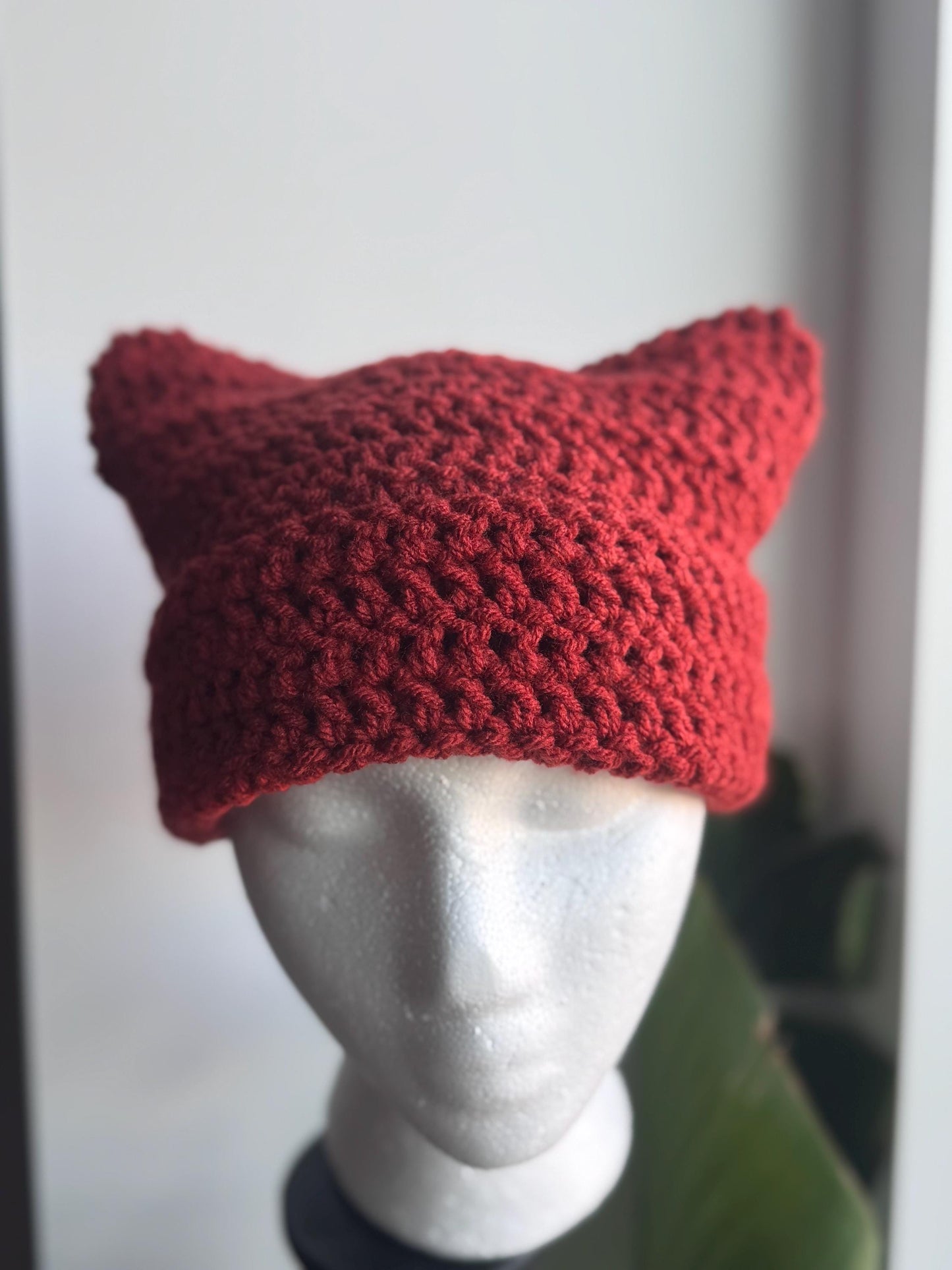 Solid Color Cat Ear Beanie w/ Foldable Brim
