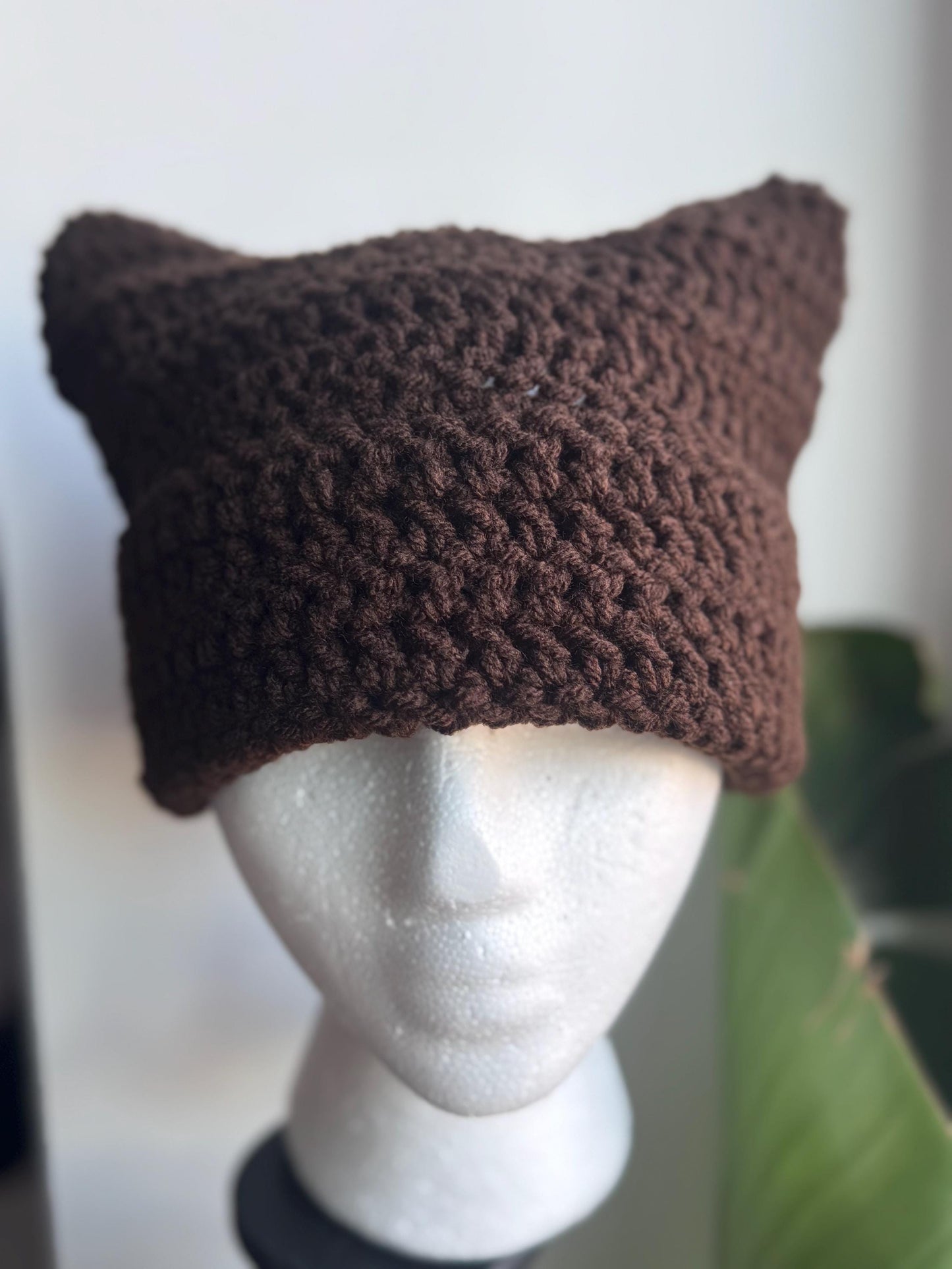 Solid Color Cat Ear Beanie w/ Foldable Brim