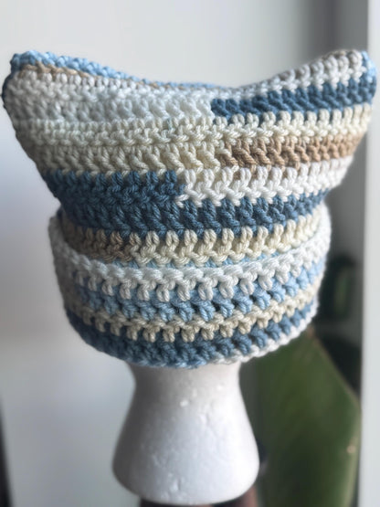 Multi Colored Cat Ear Beanie w/ Foldable Brim